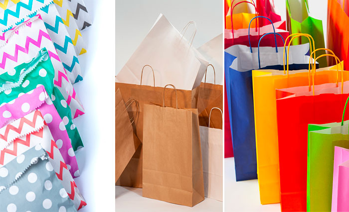 Diferentes modelos de sobres y bolsas de papel.